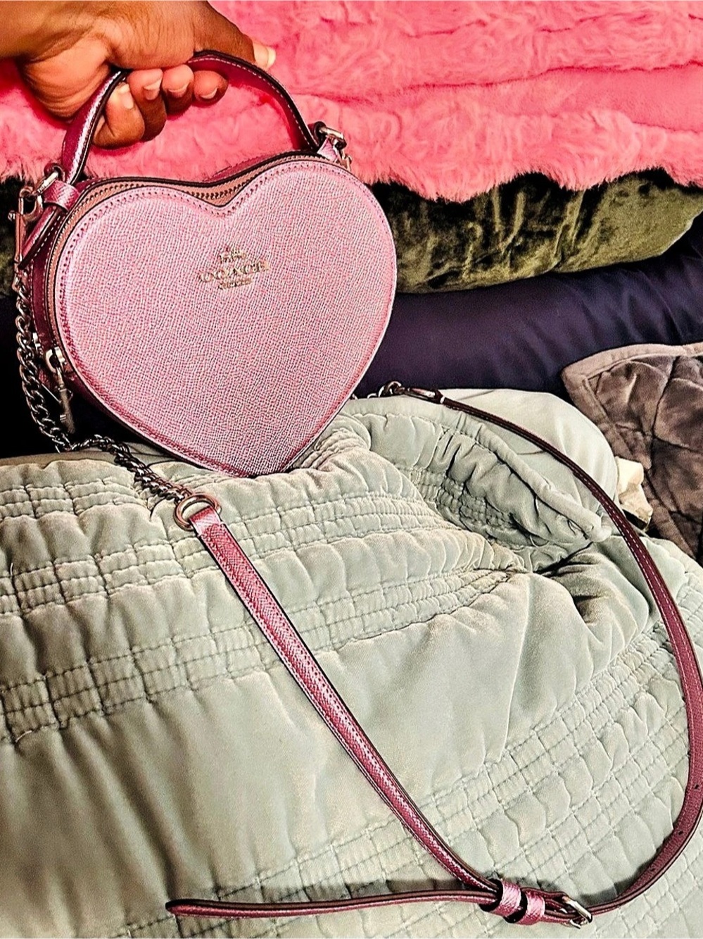 Coach Heart Crossbody Pink Bag